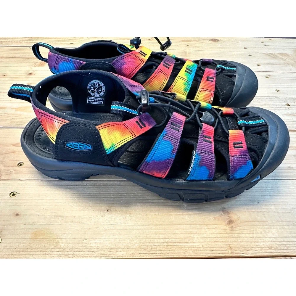 Keen Newport H2 Mens 12 Rainbow Tie Dye Black Waterproof Hiking Water Sandals